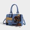 2025 New Trendy Korean Style Boston Bag for Women Fashion Denim Color Block Single Shoulder Crossbody Commuter Tote Bag