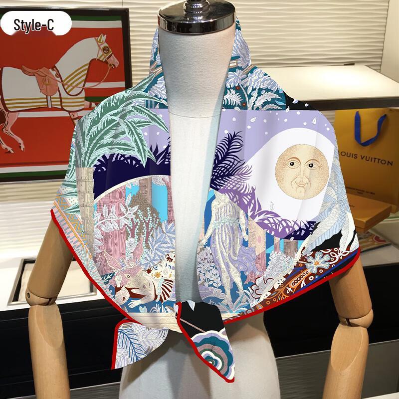 Women's Retro Print Square Scarf