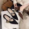 French Thick Heel Mary Jane Single Shoes Women's Autumn 2025 New One-word Buckle with Shallow Mouth Work Professional High Heels