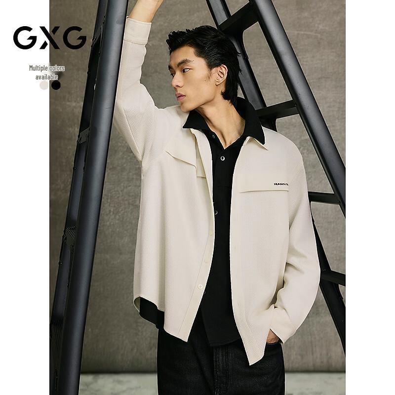 GXG Men s Textured Lapel Long Sleeve Shirt S