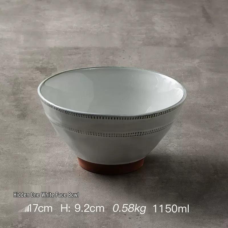 Retro Solid Color Large Ceramic Noodle Bowl - Creative Soup Bowl for Home or Noodle Shop