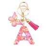 Pink Butterfly Tassel & Resin Sequin Letter Keychain - Backpack Charm for Women