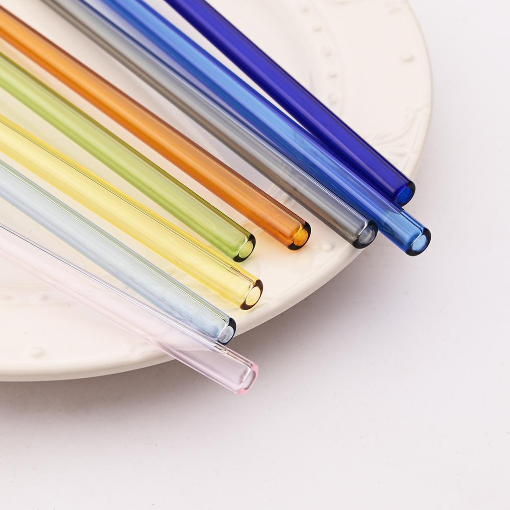 5pcs High Borosilicate Glass Straw Sets Reusable Bent Glass Straw Milk Tea Juice Cocktail Straw with Brush Party Bar Accessories
