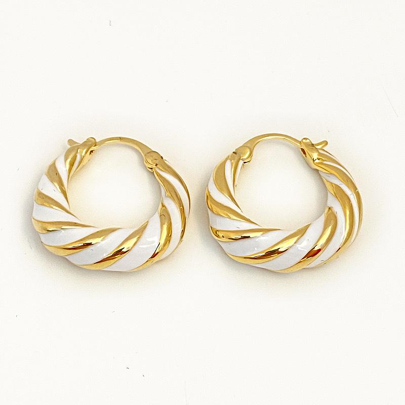 Ankara Červené Kapkové Glazurované Kroužky s Krouceným Uzlem - Špičkové Smaltované Barevné Blokové Náušnice Klipsy.