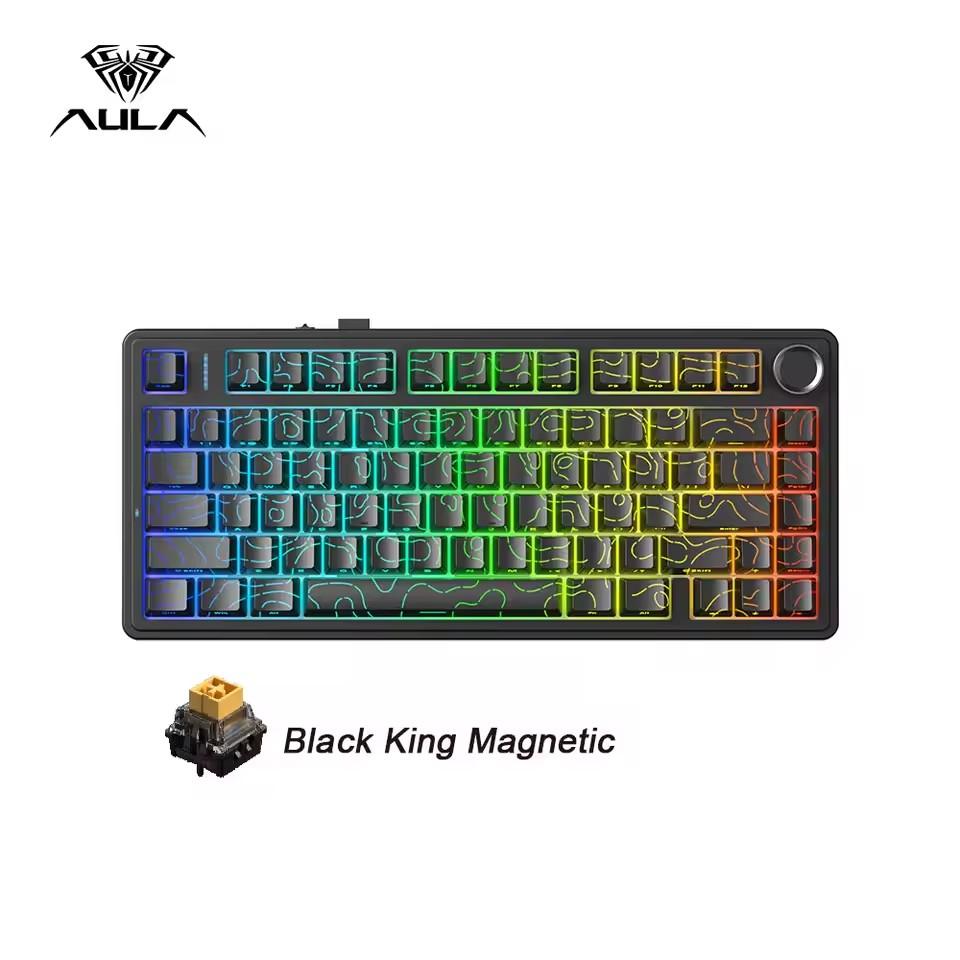 NEW AULA F75HE Wireless Magnetic Switch Keyboard 75% Hot-Swappable Creamy Keyboard Pre-lubed Tri-Model RGB Gaming Keyboards