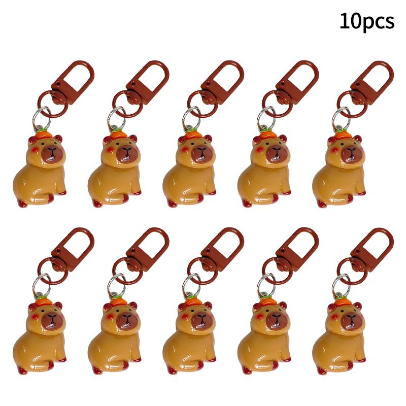 10Pcs Set Kapibala Hairpin Animation Sunglasses Capybara Headband Keychains Gifts For Guests Phone Bag Animal Pendants