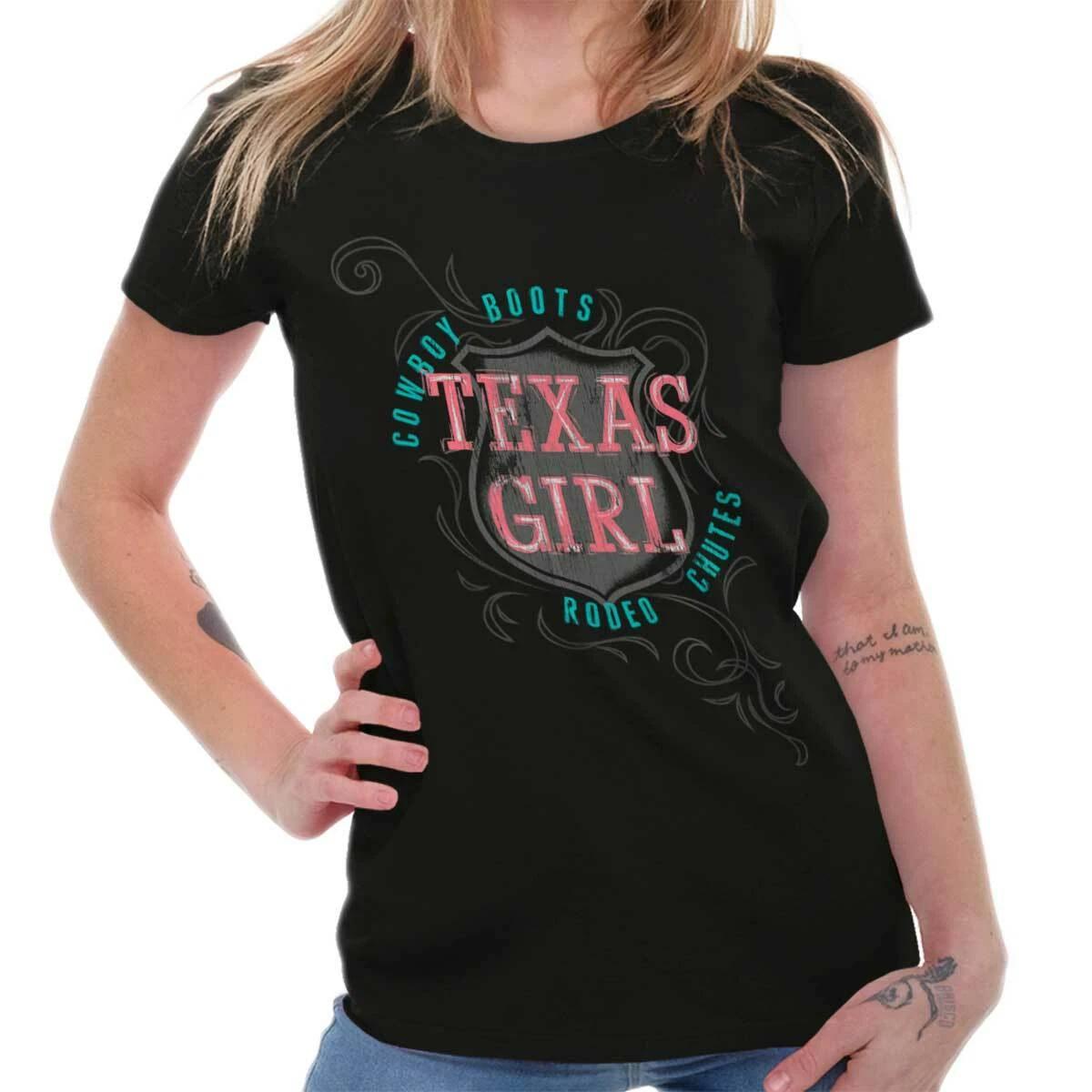 Texas Girl Boots Rodeo Chutes Southern TX Womens Top Junior Graphic Tee XXXL