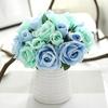 9 Heads Artificial Silk Fake Flowers Leaf Rose Wedding Floral Decor Bouquet