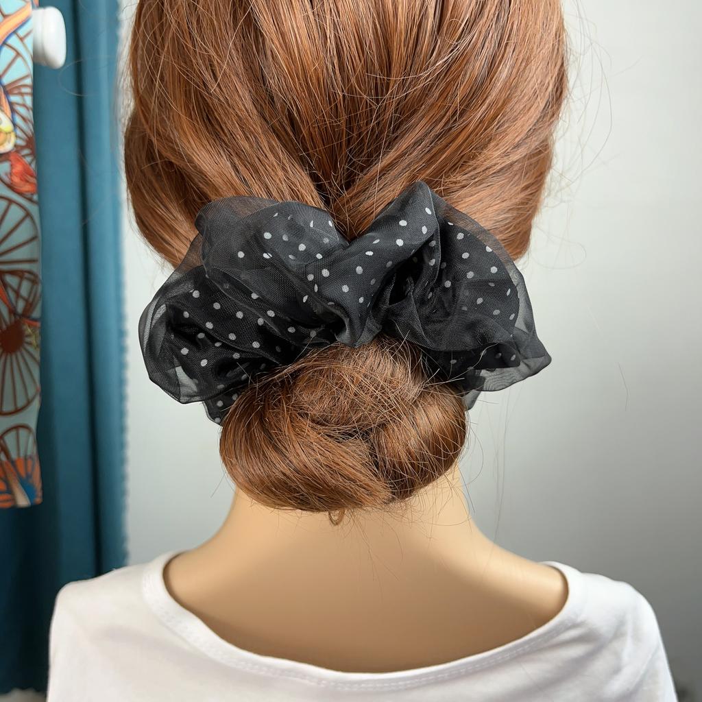 Doppellagige Organza Scrunchies Elastische Haarbänder Damen Mädchen Süßer Druck Pferdeschwanzhalter Haargummis Haaraccessoires Mode