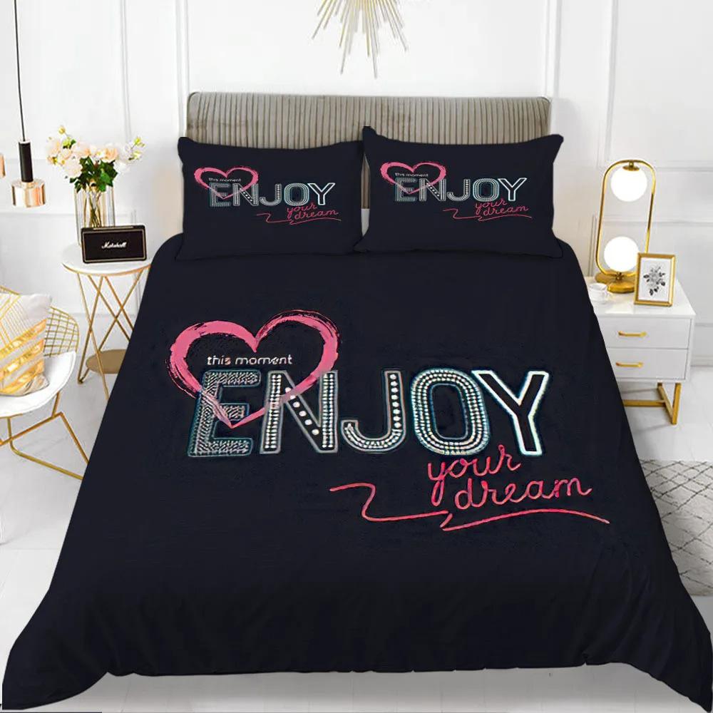 Red Love Romantic Valentine'S Day Theme Three-Piece Digital Printing Duvet Cover Bedding