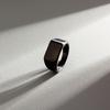 1pc Men's Domineering Simple  Ring Business Type Male Finger Ring Full Rectangle Solid Hand Jewelry