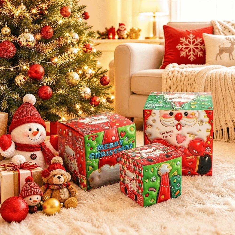 3pcs Snowman Christmas Gift Box Santa Claus Xmas Decor Christmas Storage Box Tabletop Decor