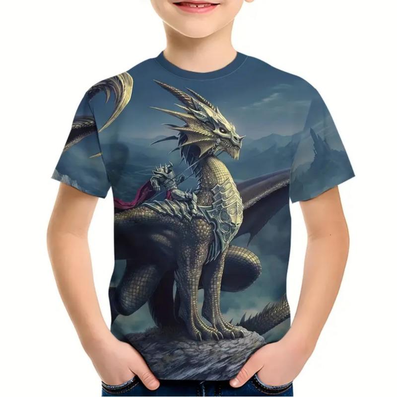 Boys Kids Clothes 3D Print Cartoon Dinosaur Graphic T Shirts Fashions Summer Streetwear O-Neck Short Sleeves T-Shirts for Boys