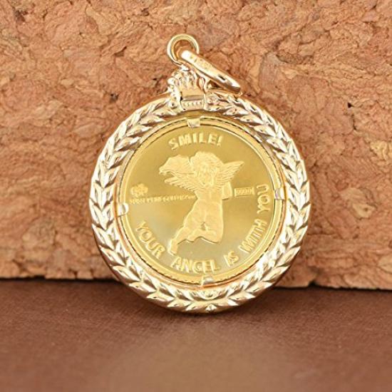 Engel Engelsflügel Münzanhänger Top 24K Gold Set mit Politur [Schmuck Kotobuki] [K18/24 1/25 OZ] (Geschenktuch)