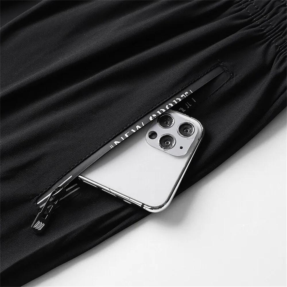 Men's Cool Skin-friendly Casual Pants Daily Jogging Speed Dry Sweatpants Summer Stretch Stylish Pants Black and Grey