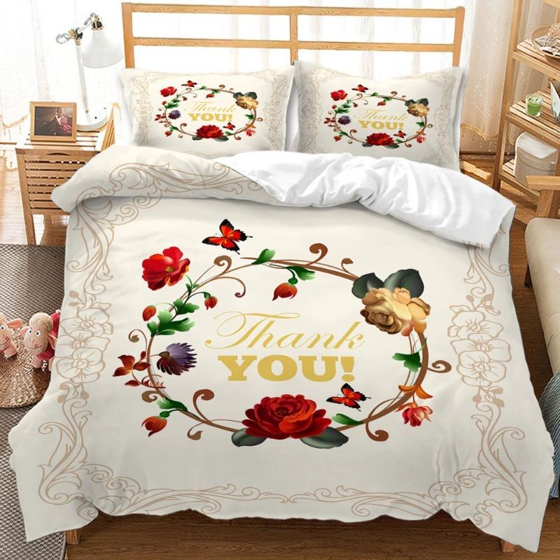 3D Printed Floral Bedding Set Cartoon Animal Pattern Down Pillowcase Children and Teen Bedroom Decoration Single Double Bed