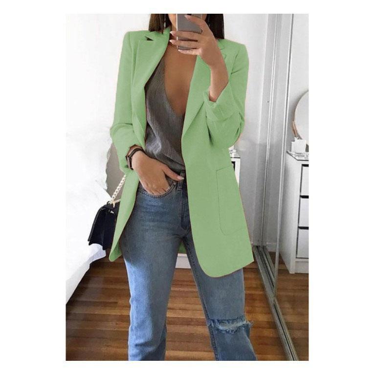 Fashion Casual Suit Polo Neck Slim Fit Cardigan Temperament Women's  Coat Spring and Autumn
