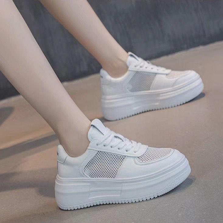 

Универсальные повседневные дышащие белые туфли на толстой подошве для женщин 2024 года, новые сетчатые туфли на подошве из кожи с крошкой, обувь для знаменитостей в Интернете 35 белый