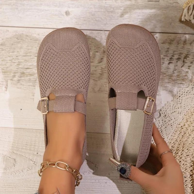 Women Lightweight Sports Shoelaces Hook and Loop Buckles Comfortable Casual Breathable Mesh Suitable for Walking Bean Shoes