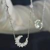Real Gold Plated Nickel Silver Star and Moon Necklace - Elegant Luxury Design for Women