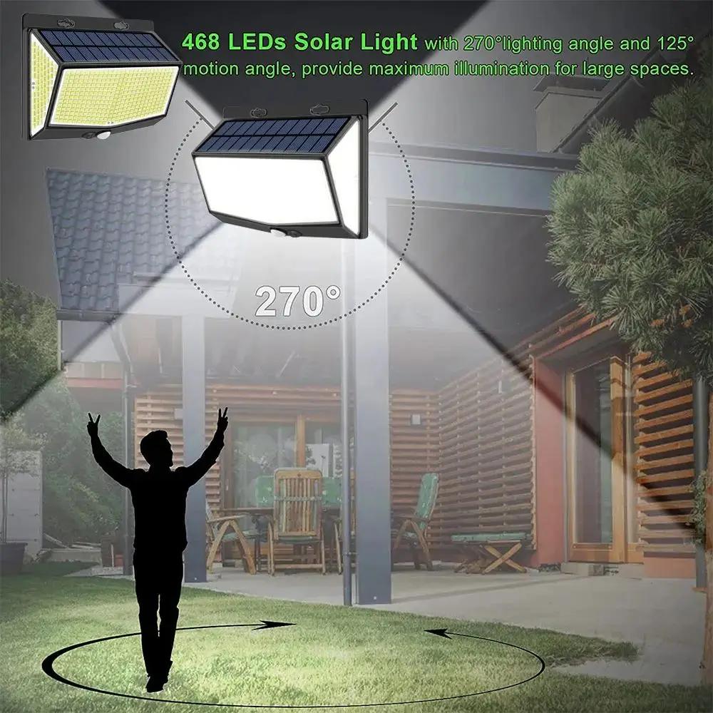 248 LED Outdoor Solar Power Lights Motion Sensor 3 Modes Waterproof Security Flood Lights for Pathway Garden Garage Lamp