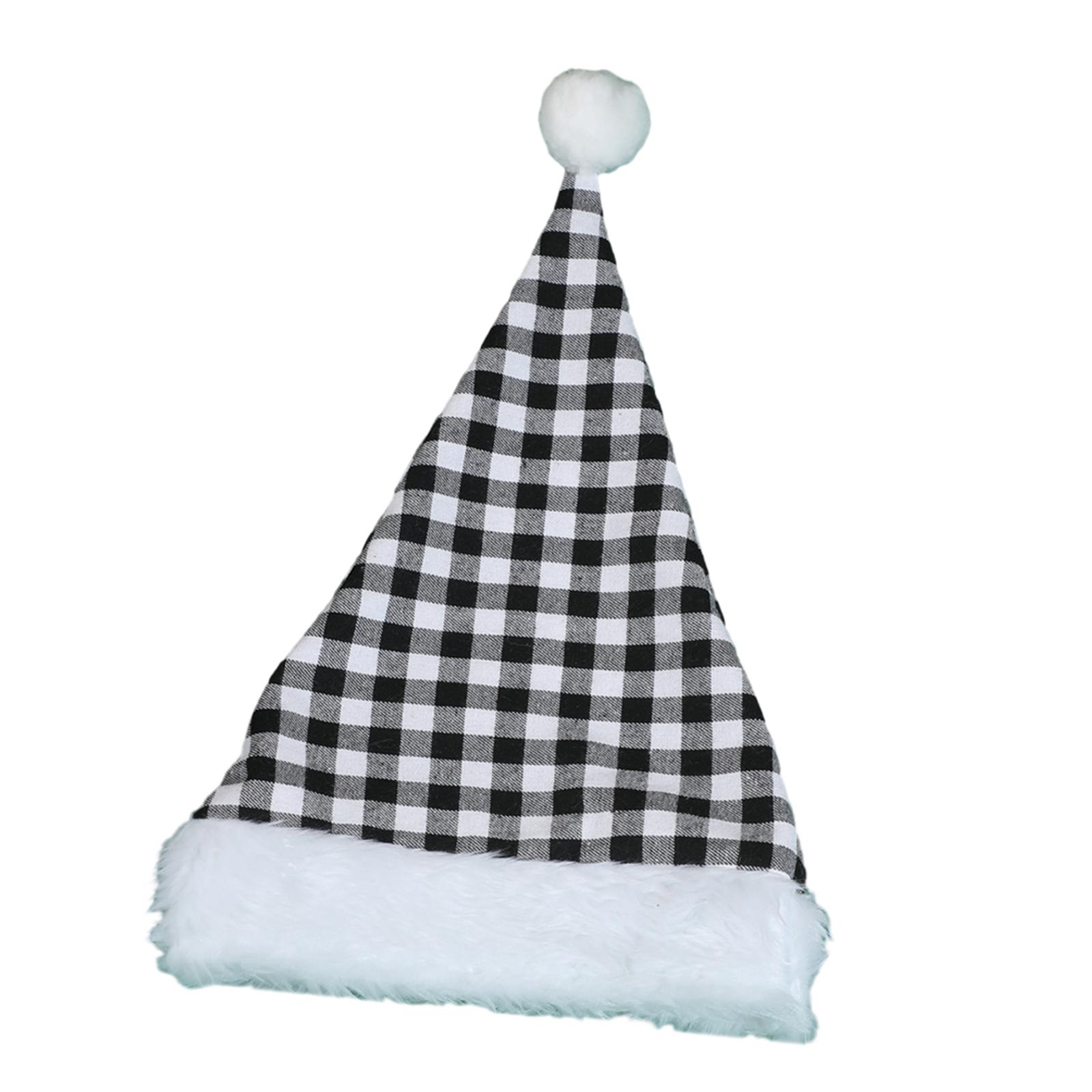

Рождественская шапка Санты в клетку, милая плюшевая шапка для рождественской костюмированной вечеринки и праздничных мероприятий чёрный