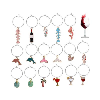 Alloy Pendant Accessories Starfish Sea Shell Gold Necklace Platinum Plated Cartoon Printing Electroplated Handmade Red Wine Rings