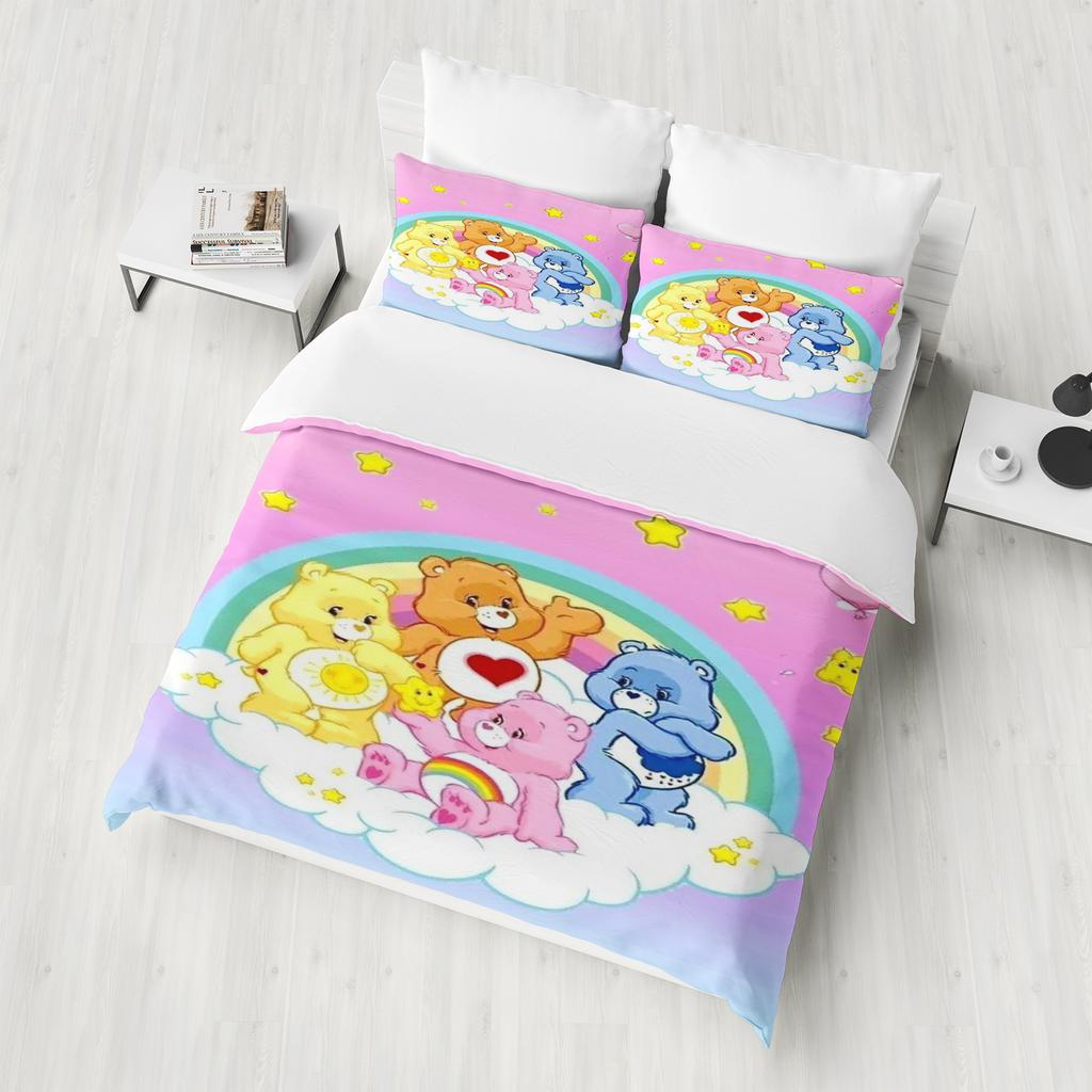 Carebears Care Bears Anime Home Bedroom Comforte Nordic Polyester Material Suitable for Children and Adults 3-piece Set