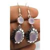 Rose Chalcedony Gemstone Ethnic Handmade Drop Dengle Earring Jewelry  ER 079
