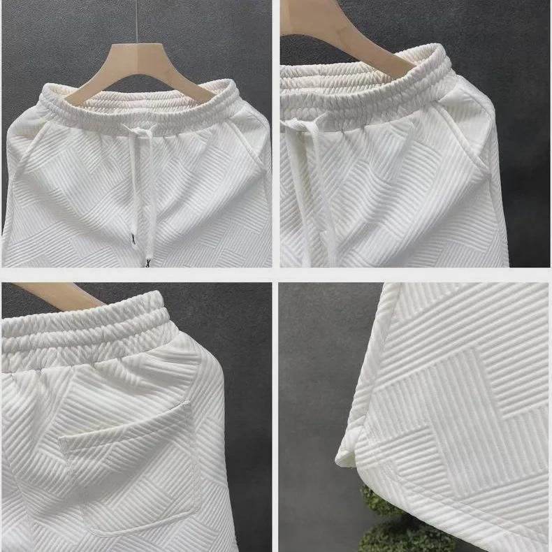 Unisex Diamond Pattern White Shorts - Trendy Summer Home Wear