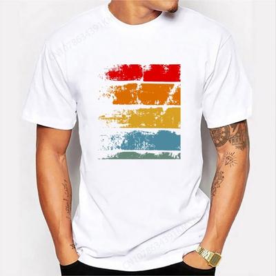 Retro Wood Record Printed Men T-Shirt Short Sleeve Casual Harajuku Hipster Fractal Pattern Funn