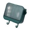 Wall Mounted Soap Box Self Draining Dustproof Wall Soap Holder Tray with Lid Hooks for Bathroom Laundry Room