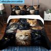 Crystal Cats Fantasy 3pcs Bedding,Including 1pc Duvet Cover And 2pcs Pillowcases Perfect for Christmas,Ideal for Bedroom, Dormitory