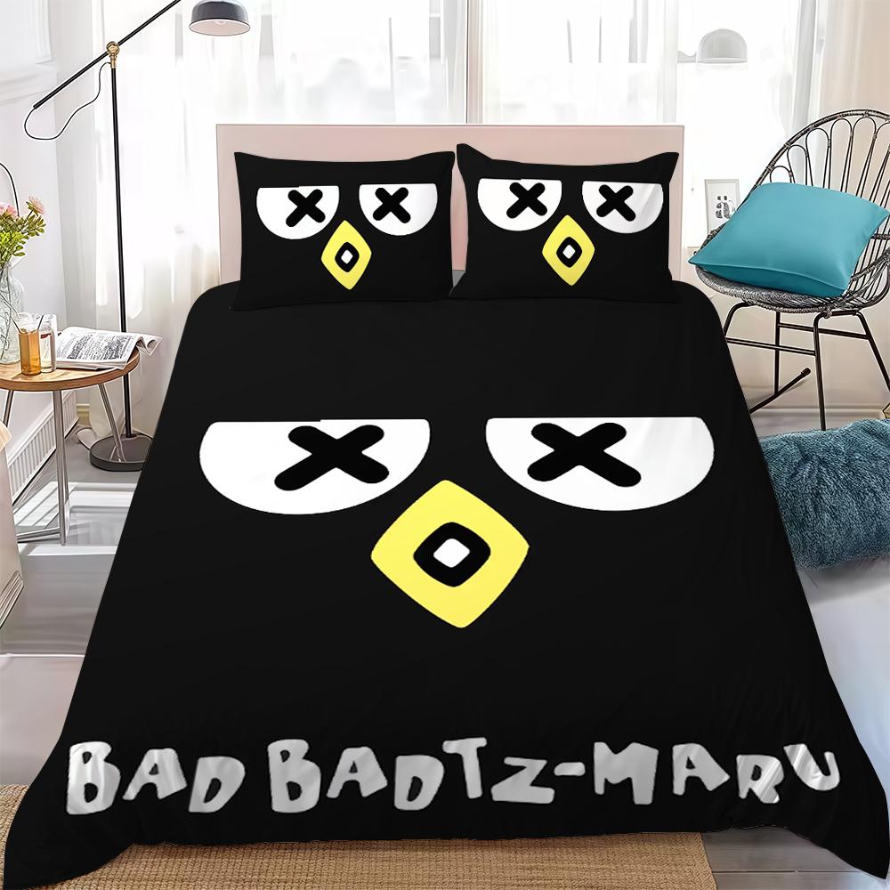 Badtz-Maru Cartoon Duvet Cover Set Home Style Bedding Soft Laundry Cotton Bed 3 Piece Set Student Dormitory Gift