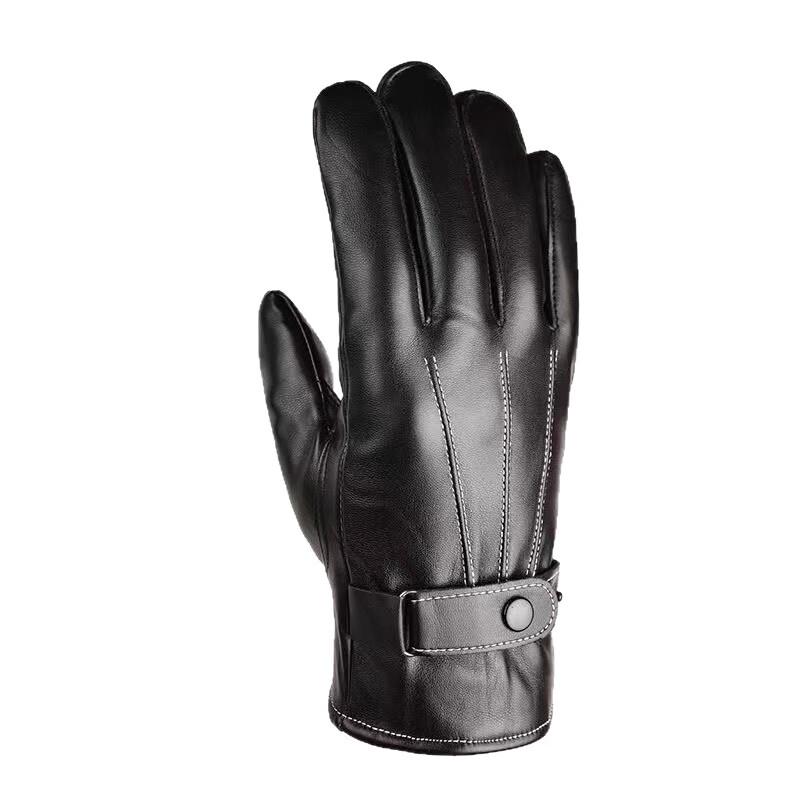 Men's Winter Thick PU Leather Gloves