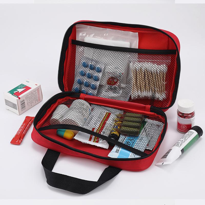 Outdoor & Home Emergency First Aid Kit Small Portable with Multiple Mesh Pockets Classified Storage Medical Bag