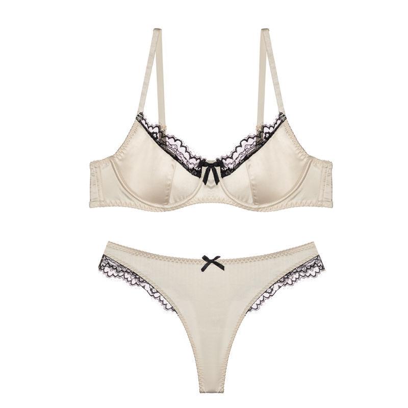 New sexy embroidered lace underwear women's suit pure desire wind thin small chest not empty cup half cup bra cover