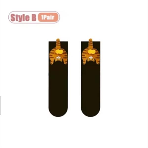 Cartoon Cat Couple Socks Cozy Mid-Calf Cotton for Maternity Warm Winter Cute Present for Christmas Cat Lovers Family