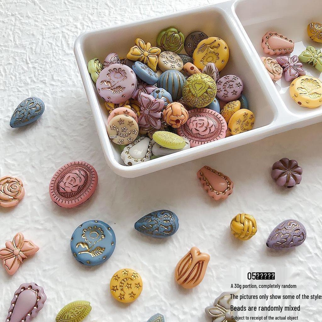 Retro Japanese Gold-Painted Acrylic Beading DIY Kit for Beginners