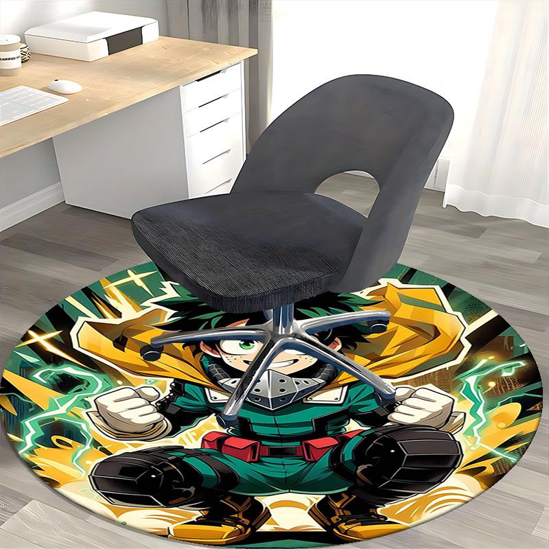 1pc My Hero Academia Midoriya Izuku Round Carpet - Anime Design Chair Mat