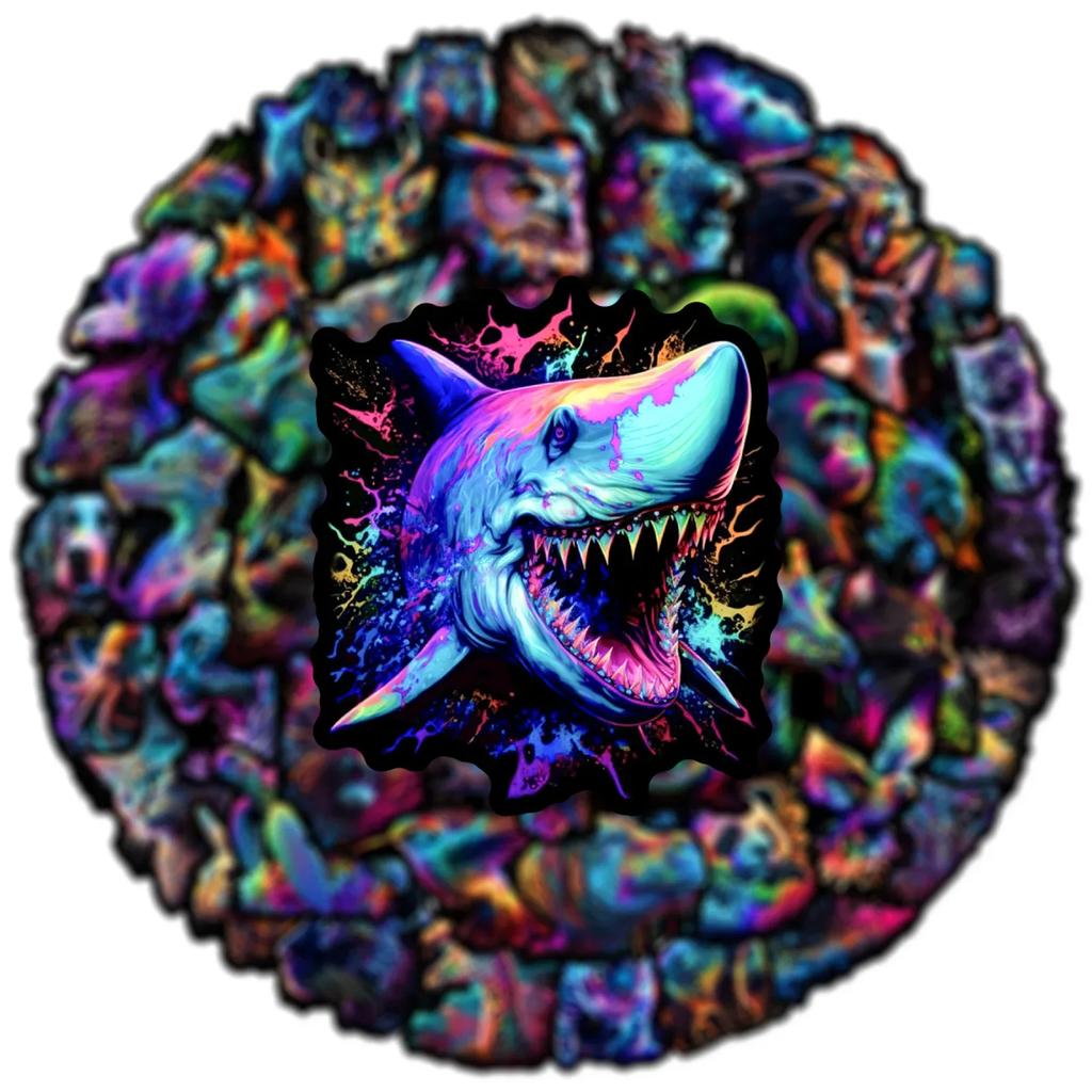 50pcs Funny Dark Colorful Cartoon Animals Stickers DIY Scrapbook Notebook Bottle Bike Phone Luggage Car Sticker