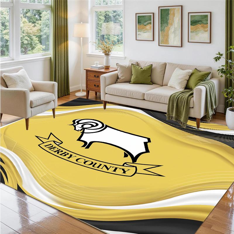 Derby County Design Crystal Velvet Rug Soft Decorative Mat for Bedroom Entrance