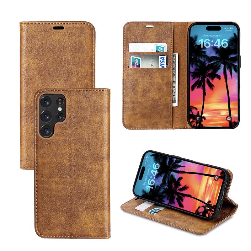 

Samsung S26 Ultra Magnetic Lychee Leather Case with Card Slot S26