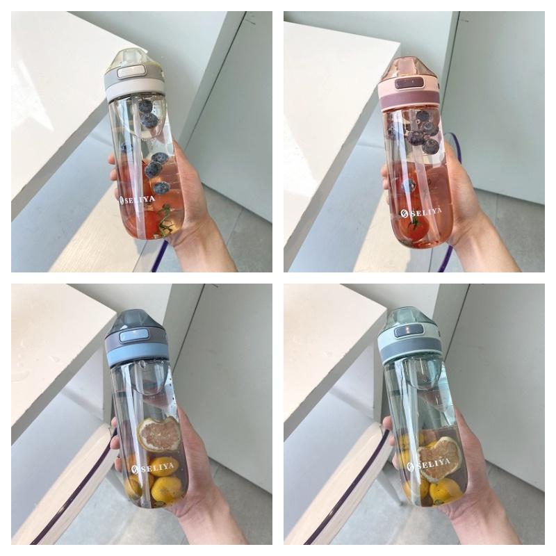 Bunter und langlebiger PC-Materialbecher mit Riemen und Strohhalm Perfekt für Erwachsene und Schwangere 500ml 650ml