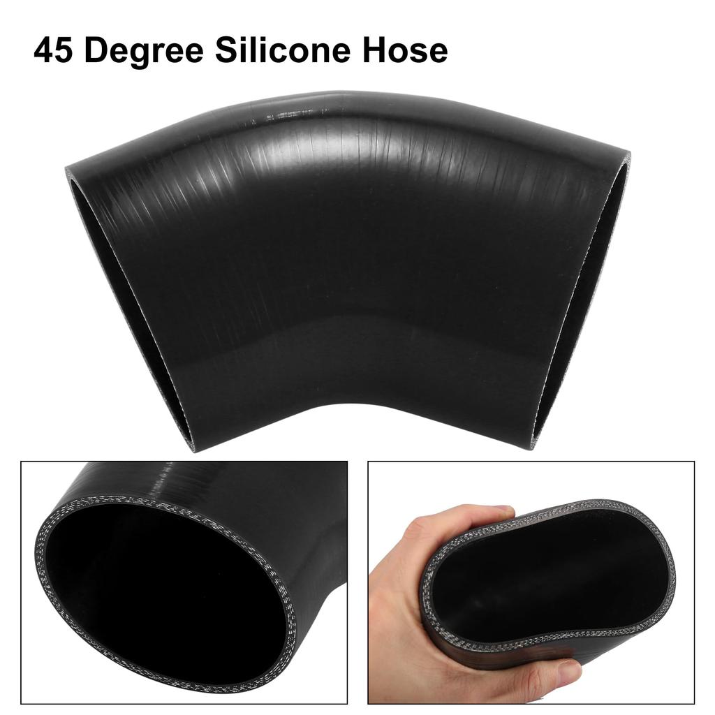X AUTOHAUX 102mm 4" ID 45 Degree Elbow Silicone Reducer Coolant Hose, Silicone Hose Coupler, Black for Car Intercooler Intake Piping
