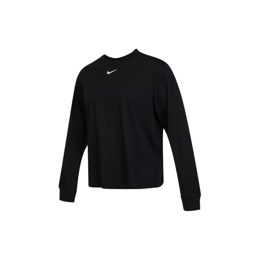 Nike Sportswear Essential Logo Print Long Sleeve T-Shirt Kids Tops Black DV0575-010