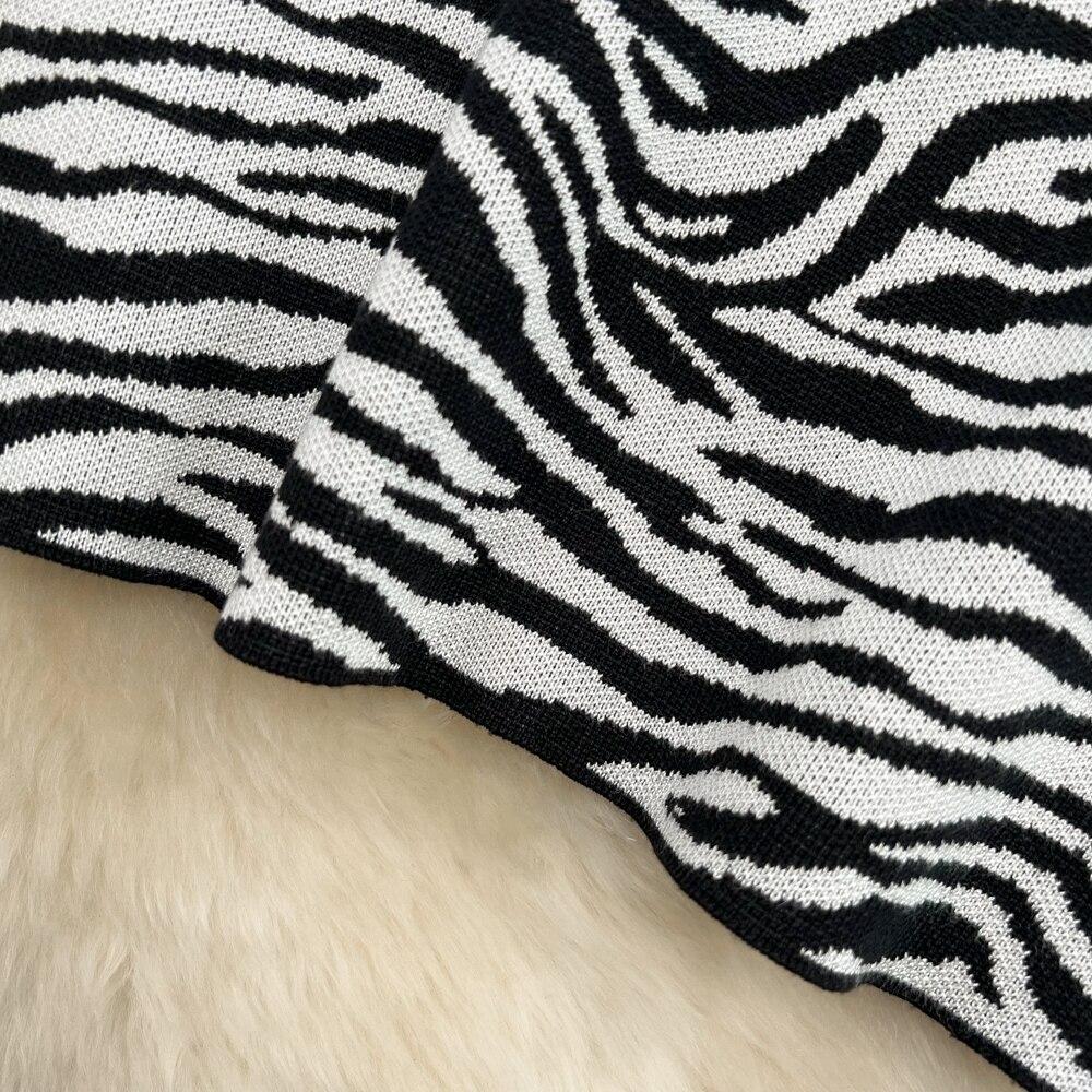 Koreaanse Zomer Zebra Print Gebreide Rok Vrouwen Hoge Taille Slanke A-Lijn Rok Veelzijdige Hip Wrap Rok Korte Rok