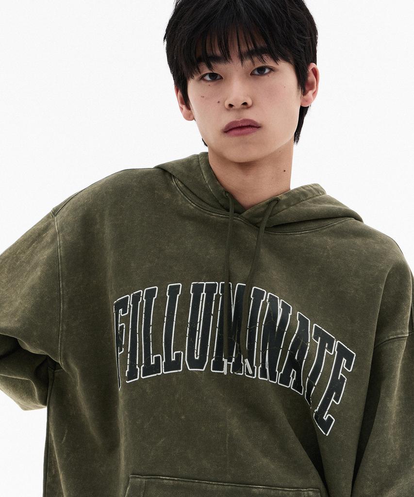 Washed Arch Logo Hoodie - Khaki