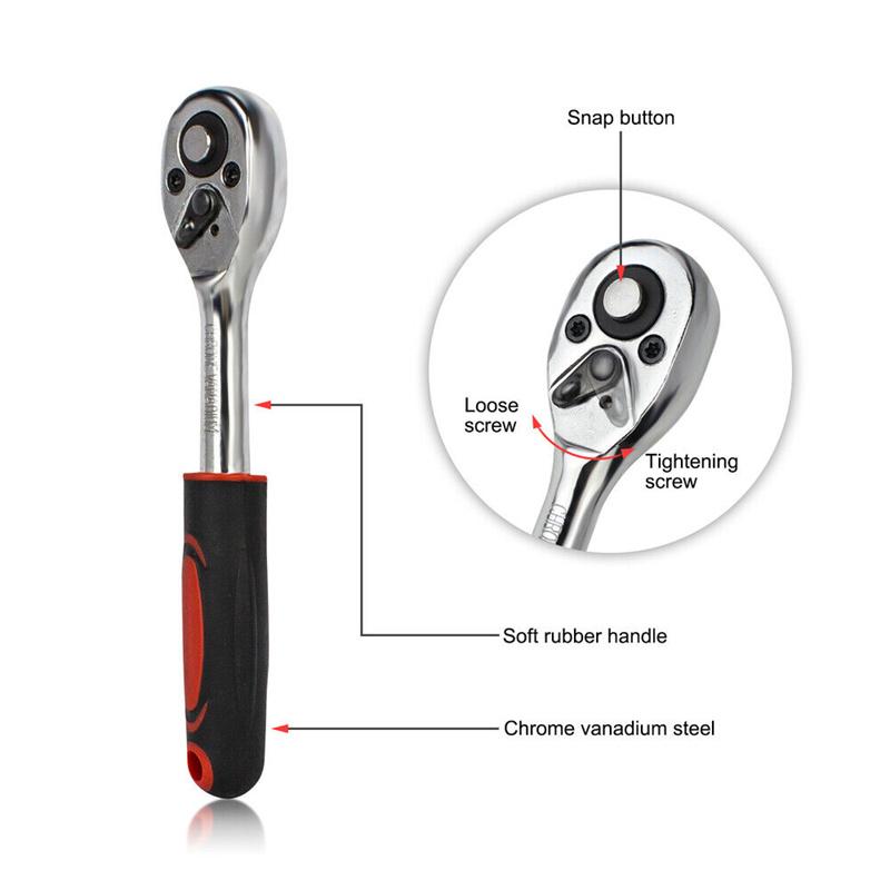 46 Parça Araba Tamir Aleti Seti 1/4 İnç Soket Seti Araba Tamir Aleti Cırcır Tork Anahtarı Kombosu Otomobil Tamir Seti Mekanik Alet