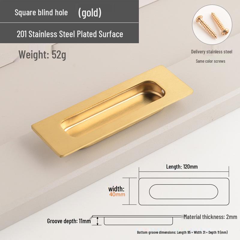 304 Stainless Steel Concealed Embedded Sliding Door Pull Handle
